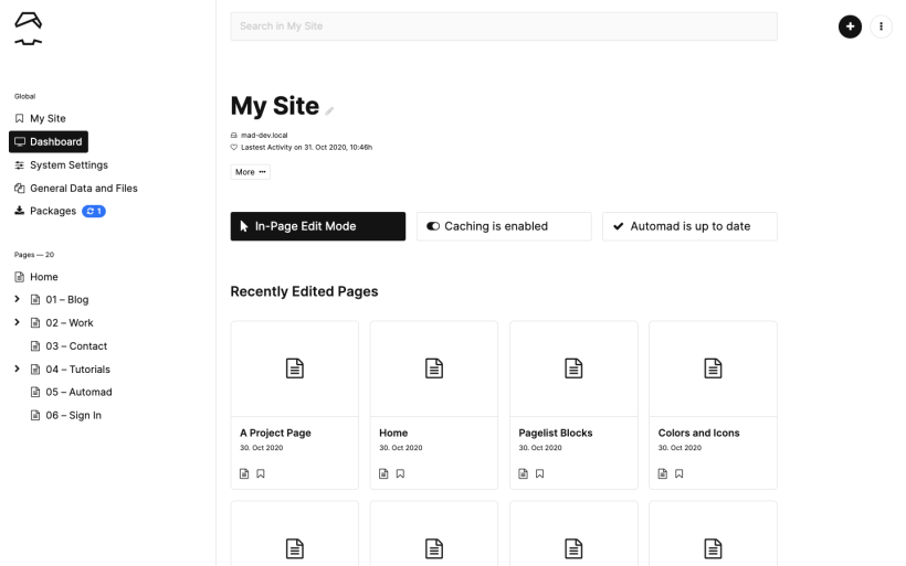pantallazo de automad, se ve una interficie muy limpia